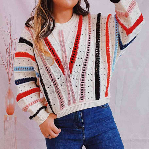 'Rosehall' Stripe Knit Sweater - Celes Fashion
